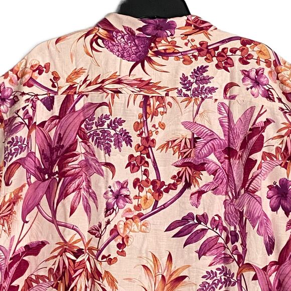 Tommy Bahama Men's XL "Garden of Hope & Courage" Silk Shirt Peach Floral NEW - Picture 7 of 11